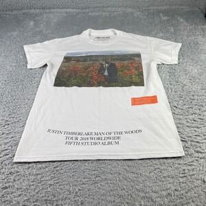 Justin Timberlake Man of the Woods Tour 2018 T-Shirt Mens Small White Tee